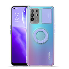 Custodia Silicone Trasparente Ultra Slim Cover Morbida con Supporto per Oppo F19 Pro+ Plus 5G Viola