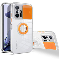 Custodia Silicone Trasparente Ultra Slim Cover Morbida con Supporto per Xiaomi Mi 11T 5G Arancione
