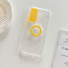 Custodia Silicone Trasparente Ultra Slim Cover Morbida con Supporto per Xiaomi Redmi 9 Giallo