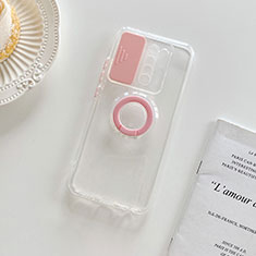 Custodia Silicone Trasparente Ultra Slim Cover Morbida con Supporto per Xiaomi Redmi 9 Prime India Rosa