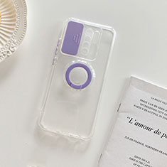 Custodia Silicone Trasparente Ultra Slim Cover Morbida con Supporto per Xiaomi Redmi 9 Viola