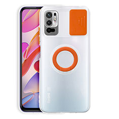 Custodia Silicone Trasparente Ultra Slim Cover Morbida con Supporto per Xiaomi Redmi Note 10T 5G Arancione