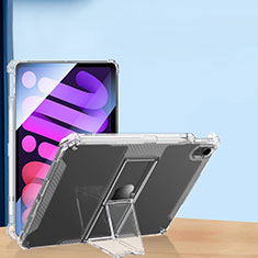 Custodia Silicone Trasparente Ultra Slim Cover Morbida con Supporto S01 per Apple iPad Mini 6 Chiaro