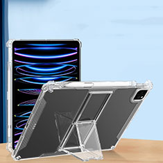 Custodia Silicone Trasparente Ultra Slim Cover Morbida con Supporto S01 per Apple iPad Pro 12.9 (2021) Chiaro