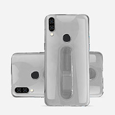 Custodia Silicone Trasparente Ultra Slim Cover Morbida con Supporto S01 per Huawei Nova 3e Grigio