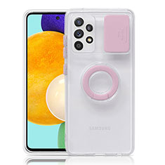 Custodia Silicone Trasparente Ultra Slim Cover Morbida con Supporto S01 per Samsung Galaxy A52 4G Rosa