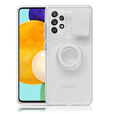 Custodia Silicone Trasparente Ultra Slim Cover Morbida con Supporto S01 per Samsung Galaxy A52 5G Bianco