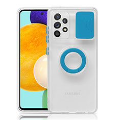 Custodia Silicone Trasparente Ultra Slim Cover Morbida con Supporto S01 per Samsung Galaxy A52s 5G Cielo Blu