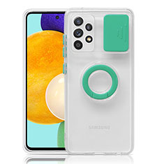 Custodia Silicone Trasparente Ultra Slim Cover Morbida con Supporto S01 per Samsung Galaxy A52s 5G Verde