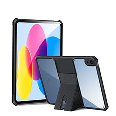 Custodia Silicone Trasparente Ultra Slim Cover Morbida con Supporto S02 per Apple iPad 10.9 (2022) Nero