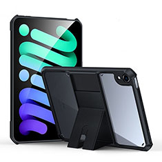 Custodia Silicone Trasparente Ultra Slim Cover Morbida con Supporto S02 per Apple iPad Mini 6 Nero