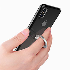 Custodia Silicone Trasparente Ultra Slim Morbida con Anello Supporto per Apple iPhone Xs Chiaro