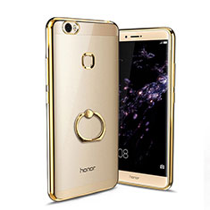 Custodia Silicone Trasparente Ultra Slim Morbida con Anello Supporto per Huawei Honor Note 8 Oro