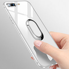 Custodia Silicone Trasparente Ultra Slim Morbida con Anello Supporto T01 per Apple iPhone 7 Plus Chiaro
