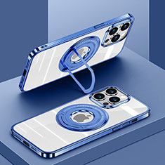 Custodia Silicone Trasparente Ultra Slim Morbida con Mag-Safe Magnetic AC1 per Apple iPhone 14 Pro Blu