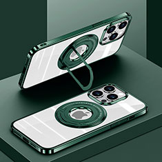Custodia Silicone Trasparente Ultra Slim Morbida con Mag-Safe Magnetic AC1 per Apple iPhone 14 Pro Verde