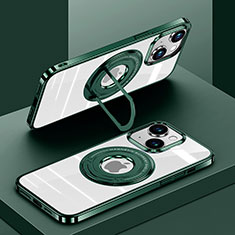 Custodia Silicone Trasparente Ultra Slim Morbida con Mag-Safe Magnetic AC1 per Apple iPhone 15 Plus Verde