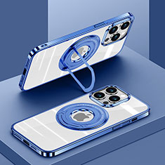 Custodia Silicone Trasparente Ultra Slim Morbida con Mag-Safe Magnetic AC1 per Apple iPhone 15 Pro Blu