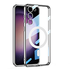 Custodia Silicone Trasparente Ultra Slim Morbida con Mag-Safe Magnetic AC1 per Samsung Galaxy S23 5G Argento