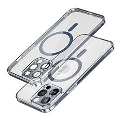 Custodia Silicone Trasparente Ultra Slim Morbida con Mag-Safe Magnetic LD1 per Apple iPhone 14 Pro Max Blu