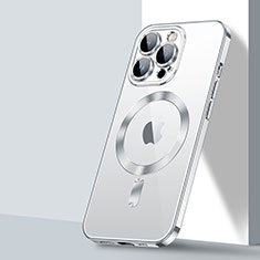 Custodia Silicone Trasparente Ultra Slim Morbida con Mag-Safe Magnetic LD2 per Apple iPhone 13 Pro Argento