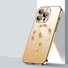 Custodia Silicone Trasparente Ultra Slim Morbida con Mag-Safe Magnetic LD2 per Apple iPhone 13 Pro Max Oro