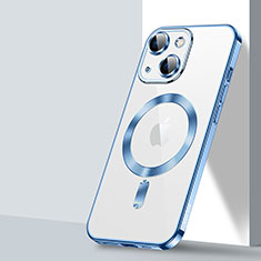 Custodia Silicone Trasparente Ultra Slim Morbida con Mag-Safe Magnetic LD2 per Apple iPhone 14 Blu