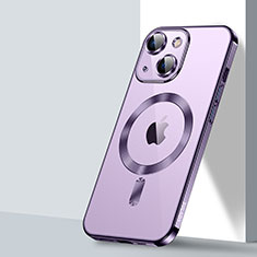 Custodia Silicone Trasparente Ultra Slim Morbida con Mag-Safe Magnetic LD2 per Apple iPhone 14 Plus Viola