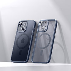 Custodia Silicone Trasparente Ultra Slim Morbida con Mag-Safe Magnetic LD4 per Apple iPhone 14 Plus Blu
