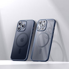 Custodia Silicone Trasparente Ultra Slim Morbida con Mag-Safe Magnetic LD4 per Apple iPhone 14 Pro Blu