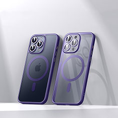 Custodia Silicone Trasparente Ultra Slim Morbida con Mag-Safe Magnetic LD4 per Apple iPhone 14 Pro Viola