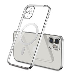 Custodia Silicone Trasparente Ultra Slim Morbida con Mag-Safe Magnetic M01 per Apple iPhone 12 Mini Argento