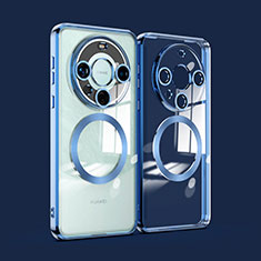 Custodia Silicone Trasparente Ultra Slim Morbida con Mag-Safe Magnetic P01 per Huawei Mate 60 Pro Blu