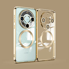 Custodia Silicone Trasparente Ultra Slim Morbida con Mag-Safe Magnetic P01 per Huawei Mate 60 Pro Oro
