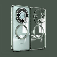 Custodia Silicone Trasparente Ultra Slim Morbida con Mag-Safe Magnetic P01 per Huawei Mate 60 Pro Verde