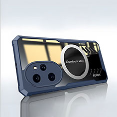 Custodia Silicone Trasparente Ultra Slim Morbida con Mag-Safe Magnetic P02 per Huawei Honor 100 Pro 5G Blu