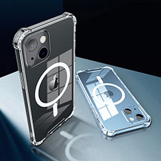 Custodia Silicone Trasparente Ultra Slim Morbida con Mag-Safe Magnetic per Apple iPhone 13 Chiaro