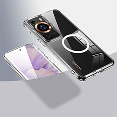 Custodia Silicone Trasparente Ultra Slim Morbida con Mag-Safe Magnetic QK1 per Huawei P60 Chiaro