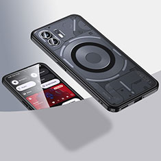 Custodia Silicone Trasparente Ultra Slim Morbida con Mag-Safe Magnetic QK1 per Nothing Phone 2 Nero