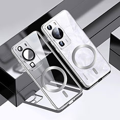 Custodia Silicone Trasparente Ultra Slim Morbida con Mag-Safe Magnetic S01 per Huawei P60 Argento