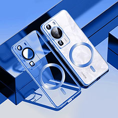 Custodia Silicone Trasparente Ultra Slim Morbida con Mag-Safe Magnetic S01 per Huawei P60 Blu