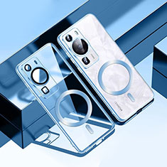 Custodia Silicone Trasparente Ultra Slim Morbida con Mag-Safe Magnetic S01 per Huawei P60 Cielo Blu