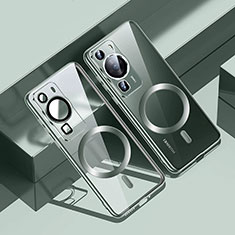 Custodia Silicone Trasparente Ultra Slim Morbida con Mag-Safe Magnetic S01 per Huawei P60 Pro Verde