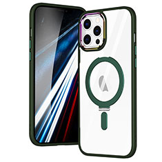 Custodia Silicone Trasparente Ultra Slim Morbida con Mag-Safe Magnetic SD1 per Apple iPhone 12 Pro Max Verde