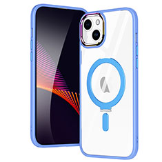Custodia Silicone Trasparente Ultra Slim Morbida con Mag-Safe Magnetic SD1 per Apple iPhone 15 Cielo Blu