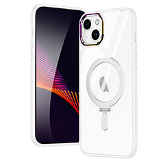 Custodia Silicone Trasparente Ultra Slim Morbida con Mag-Safe Magnetic SD1 per Apple iPhone 15 Plus Argento