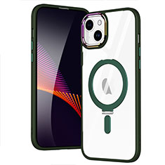 Custodia Silicone Trasparente Ultra Slim Morbida con Mag-Safe Magnetic SD1 per Apple iPhone 15 Plus Verde