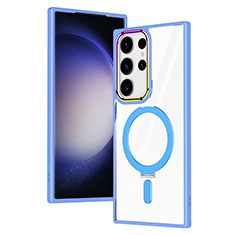 Custodia Silicone Trasparente Ultra Slim Morbida con Mag-Safe Magnetic SD1 per Samsung Galaxy S21 Ultra 5G Cielo Blu