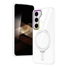 Custodia Silicone Trasparente Ultra Slim Morbida con Mag-Safe Magnetic SD1 per Samsung Galaxy S24 Plus 5G Argento