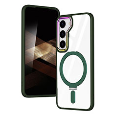 Custodia Silicone Trasparente Ultra Slim Morbida con Mag-Safe Magnetic SD1 per Samsung Galaxy S24 Plus 5G Verde
